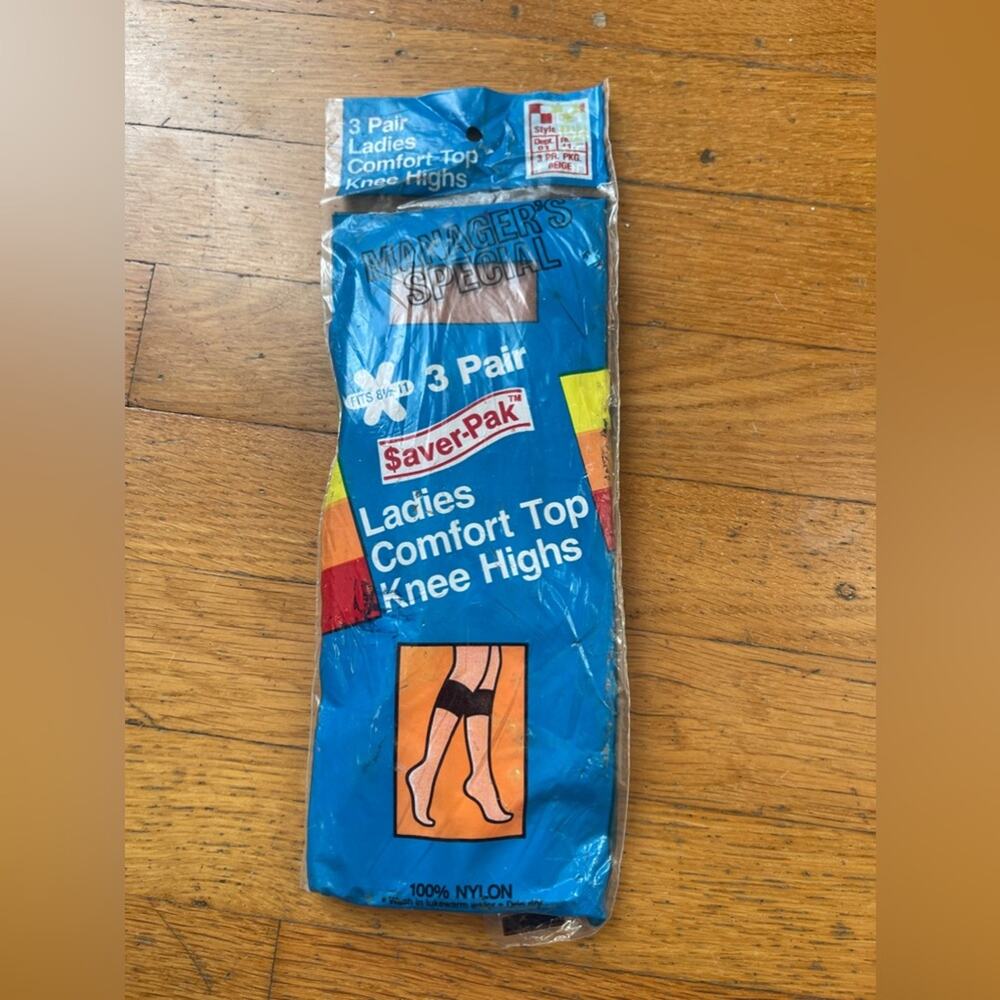 70s Vintage Deadstock New in Package Knee High Nylons - Three Pairs